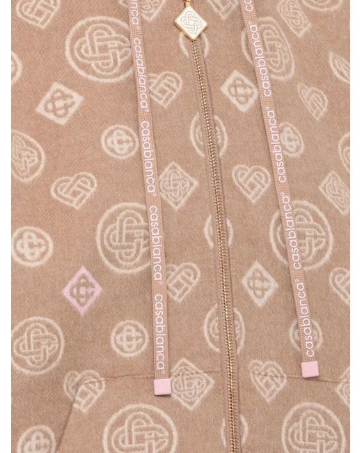 Casablanca Natural Monogram-Pattern Wool Hoodie