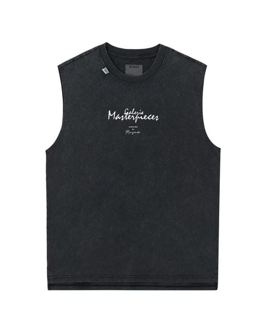 Musium Div. Black Graphic-Print Sleeveless T-Shirt for men