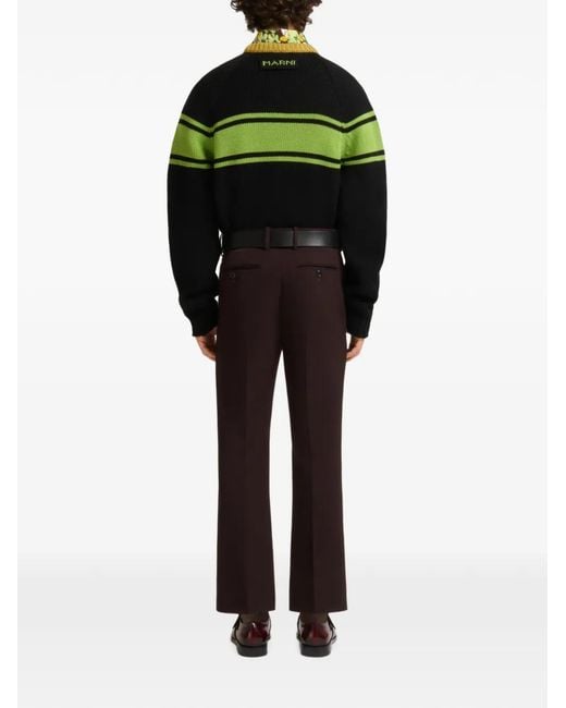 Marni Brown Pressed-Crease Trousers for men
