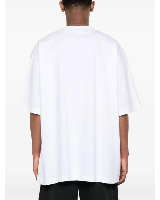 Vetements White Logo-Print Cotton T-Shirt