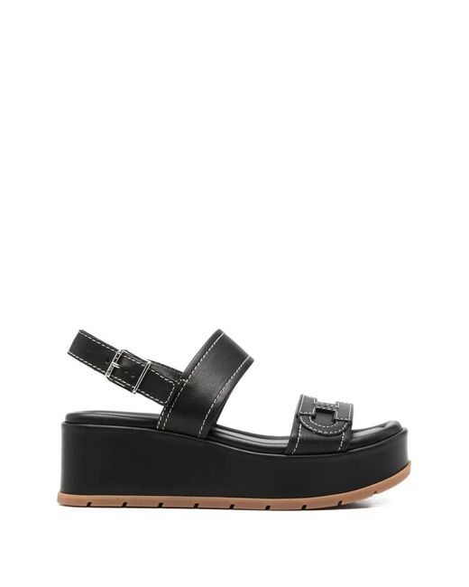 Hogan Black Logo-Detail Sandals