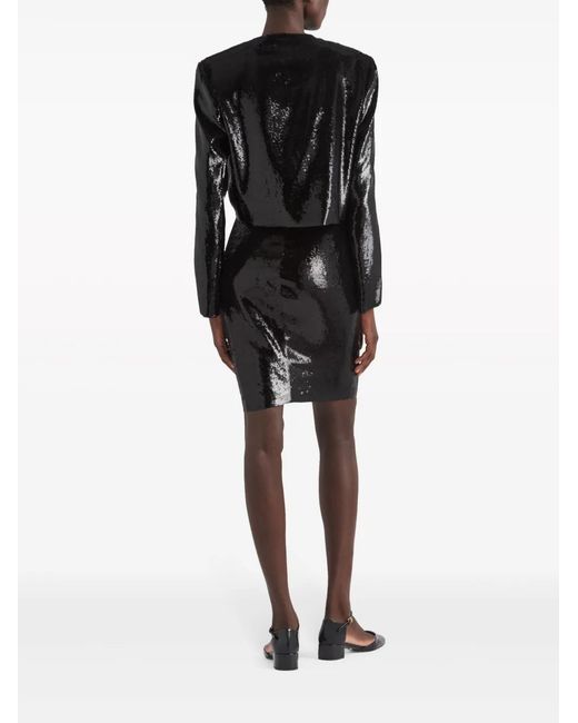 Prada Black Sequin-Embellished Cropped Jacket