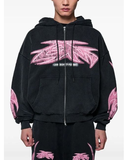 GODMADE Black Vivid Graphic-Print Zip-Up Hoodie for men