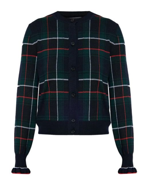 Alexander McQueen Geruit Vest Met Ruches in het Blue