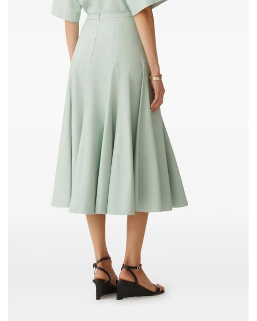 Fabiana Filippi Green Flared Midi Skirt