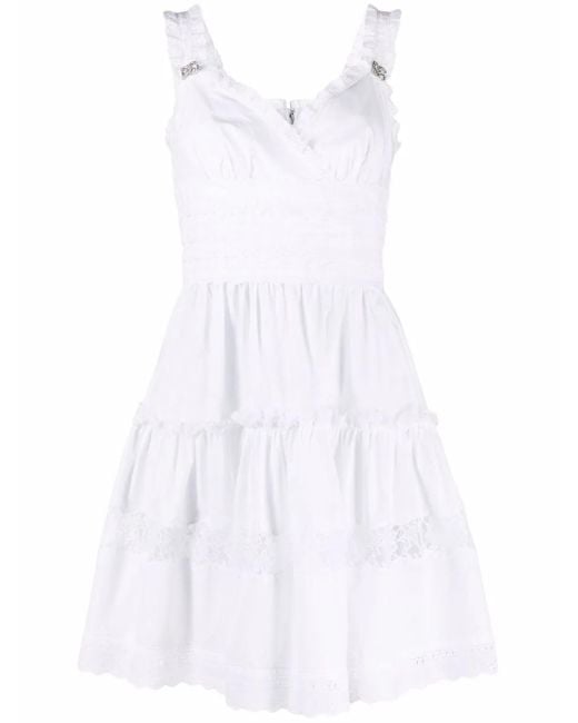 Dolce & Gabbana White Broderie-Anglaise Tiered Minidress