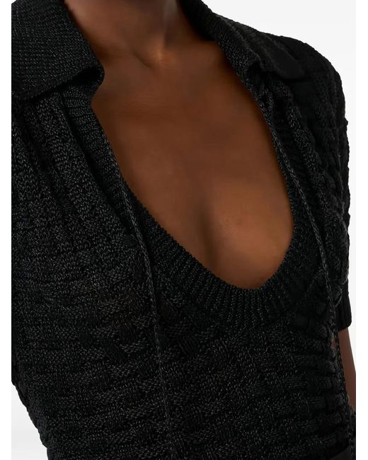 Elisabetta Franchi Black Knit Top With Tassels