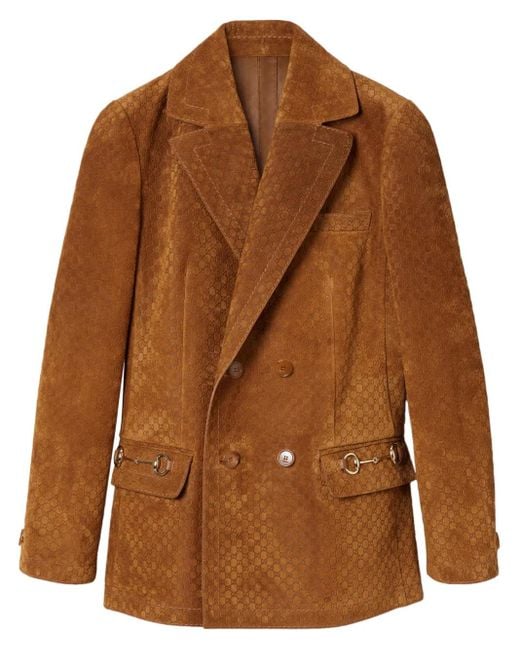 Gucci Gg Suède Blazer in het Brown