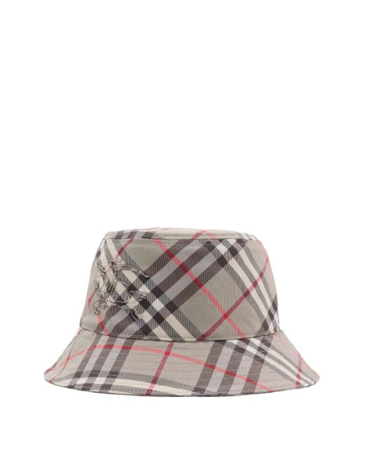 Burberry Gray Checked Bucket Hat for men