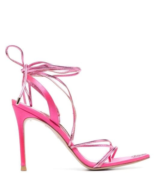 Sophia Webster Satin Amora Tie-detailed Stiletto Sandals in Pink | Lyst
