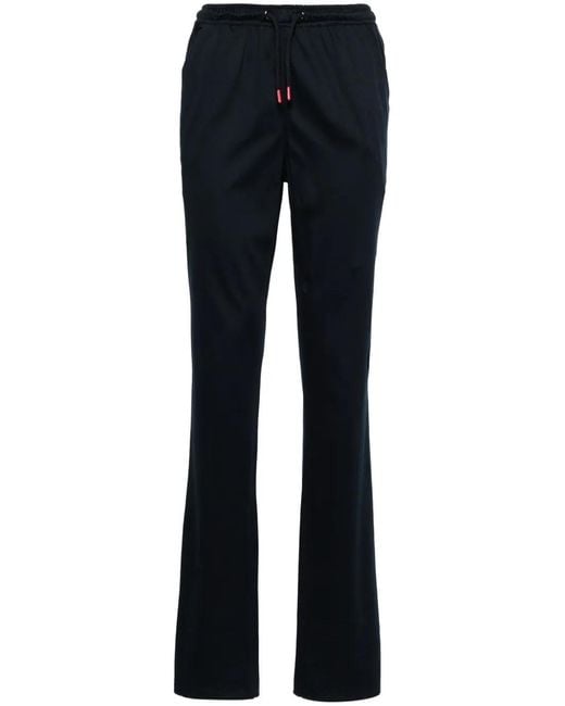 Kiton Blue Drawstring-Waist Straight-Leg Trousers for men