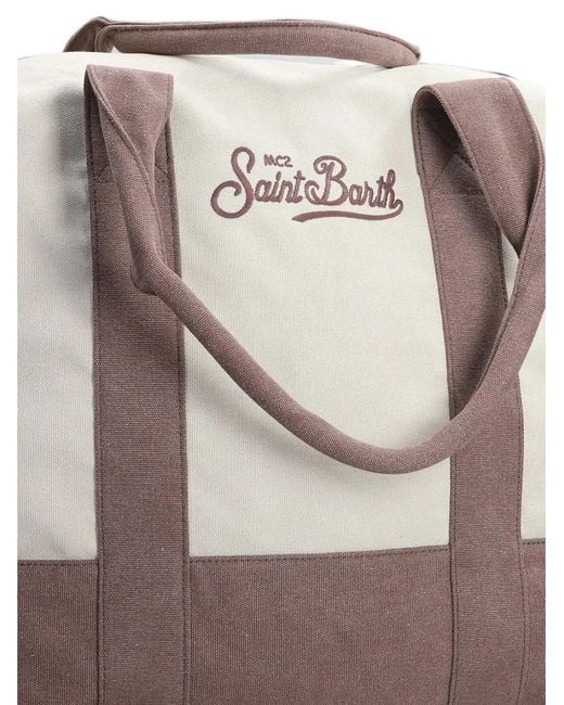 Mc2 Saint Barth Gray Travel Logo-Embroidered Canvas Duffle Bag for men