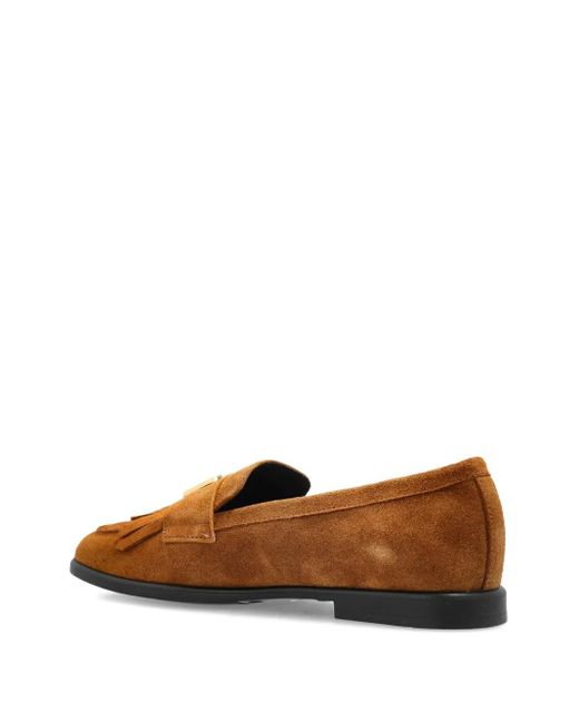 Furla Brown Chic Fringe-Detail Loafers