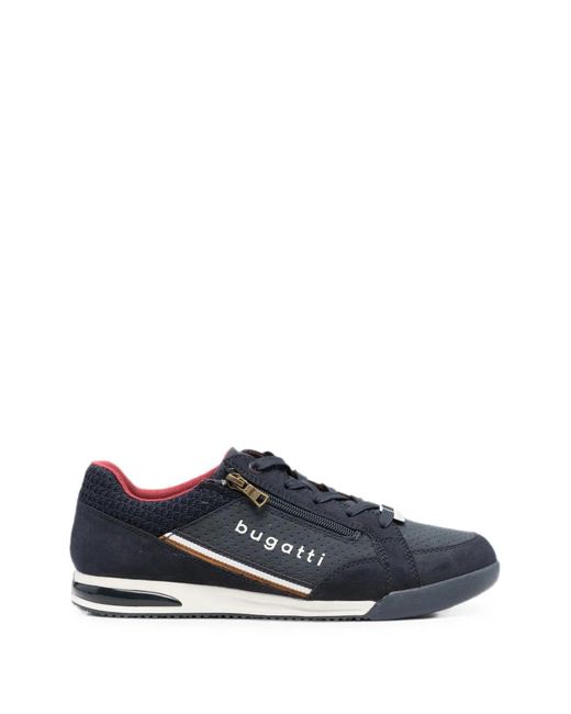 Bugatti Blue Logo-Print Zip-Detail Sneakers for men