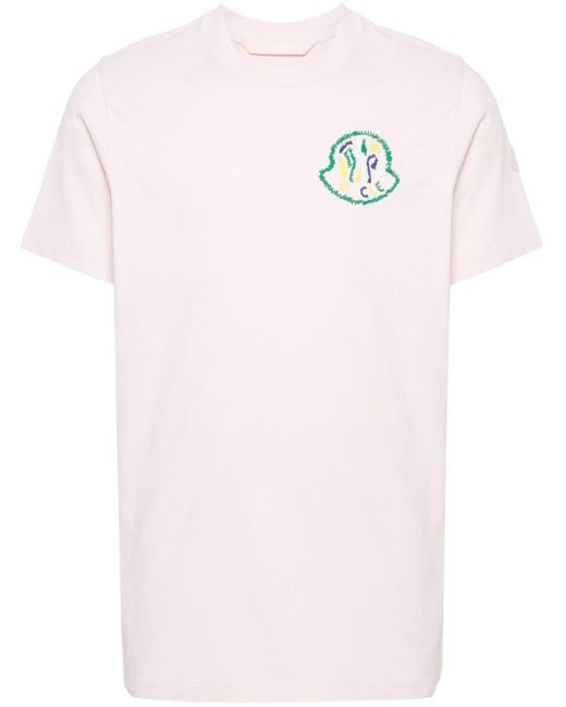 メンズ Moncler ロゴ Tシャツ Pink
