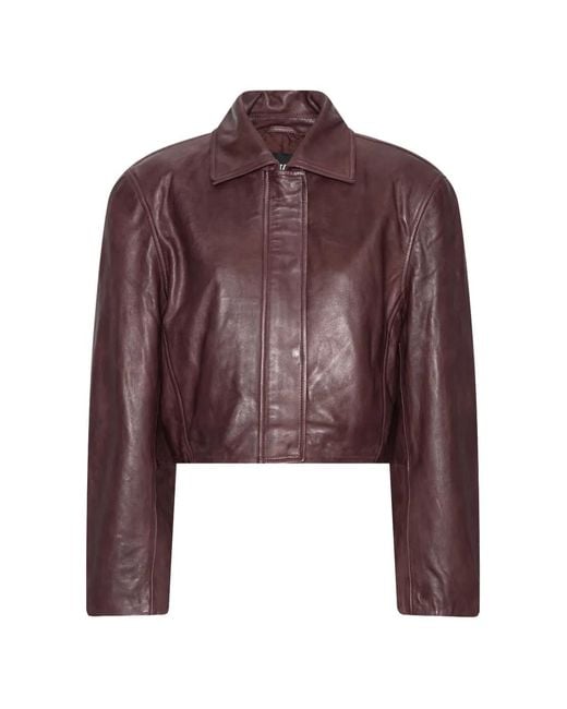 ROTATE BIRGER CHRISTENSEN Purple Boxy Square Leather Jacket