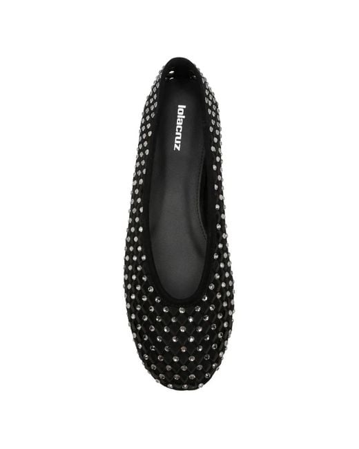 Lola Cruz Black Embellished Ballet Flats