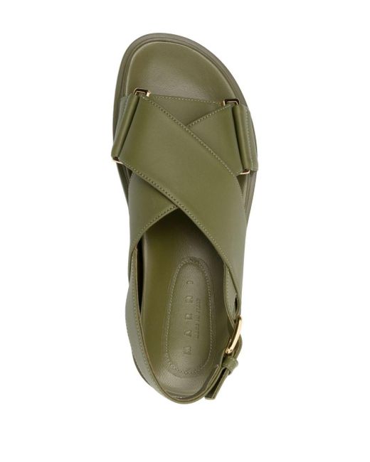 Marni Green Fussbet Leather Sandals