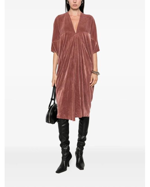 Rick Owens Red Concordians Kite Velvet Midi Dress