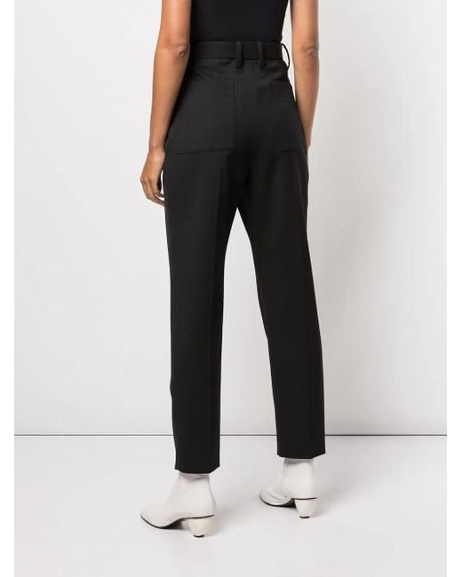 Proenza Schouler Black Cropped Suiting Carrot Leg Trousers