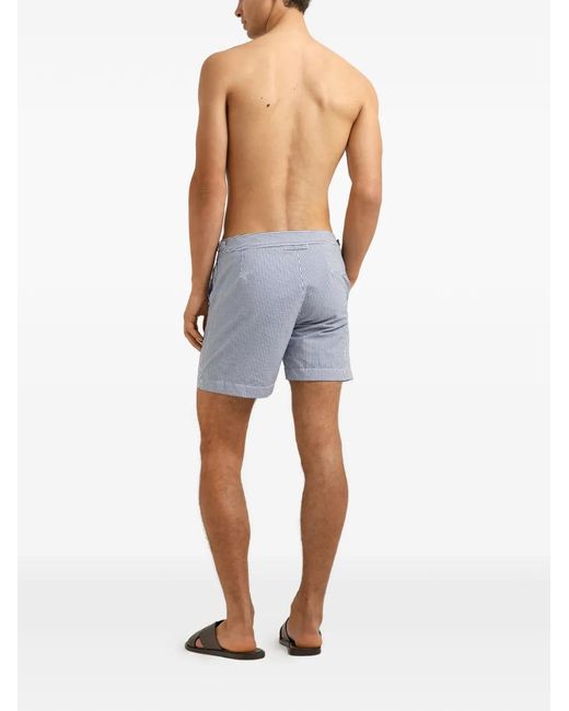 Orlebar Brown Blue Bulldog Seersucker Stripe Beachwear for men