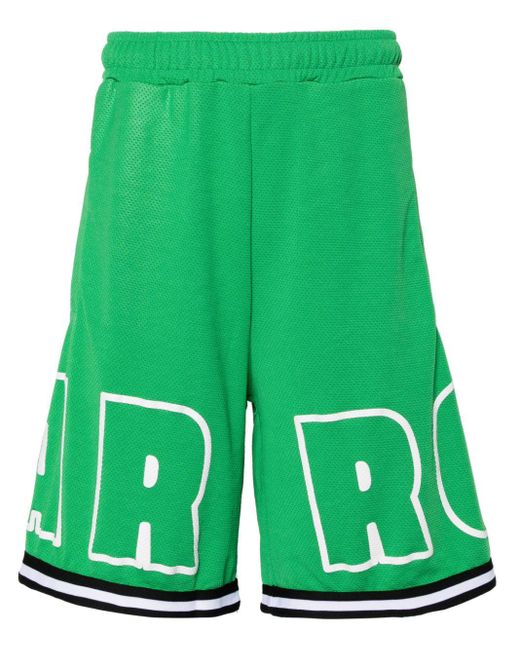 Barrow Green Mesh-Shorts mit Logo-Print
