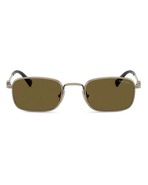 Miu Miu Metallic Rectangle-Frame Sunglasses
