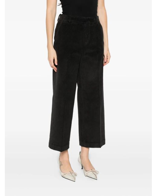 Cellar Door Black Corduroy Wide-Leg Trousers