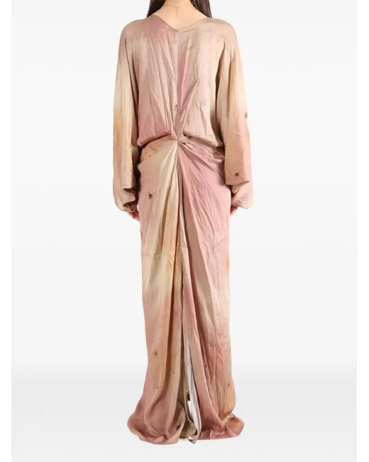 YANGKEHAN Pink Draped V-Neck Maxi Dress