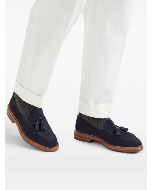 メンズ Brunello Cucinelli タッセル ローファー Blue