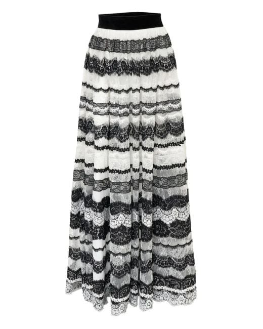 Carolina Herrera Gray Lace-Embellished Ball Skirt