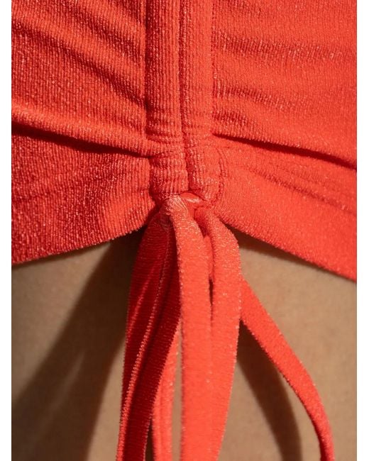 Balmain Red One-Shoulder Side-Tie Mini Beach Dress