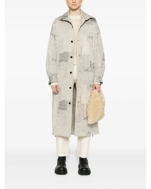 Y's Yohji Yamamoto White Patterned Coat