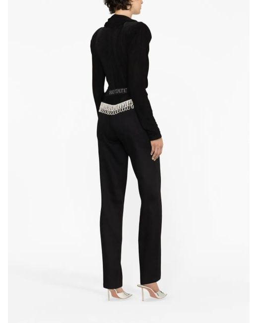 ROTATE BIRGER CHRISTENSEN Black Crystal-embellished Straight-leg Trousers