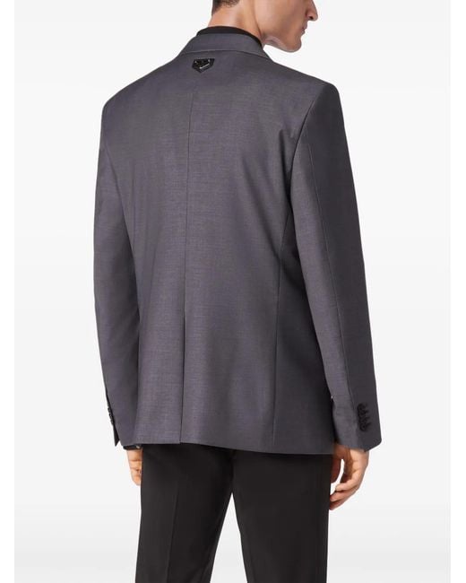 Philipp Plein Blue Wool Blazer for men