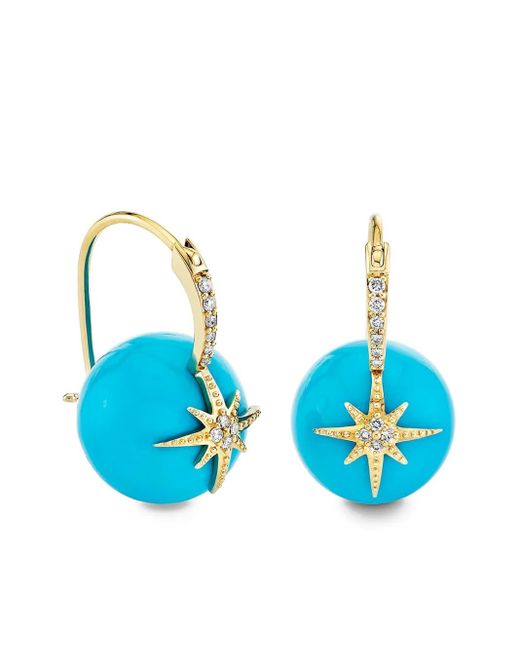 Sydney Evan Blue 14K Starburst Diamond Earrings