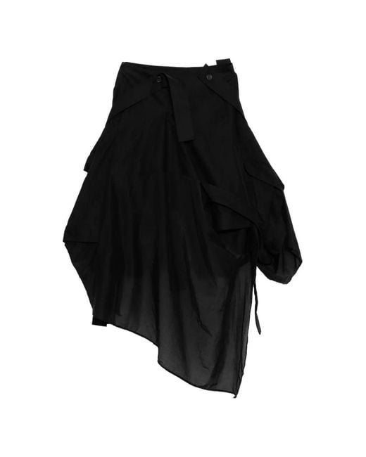 Yohji Yamamoto Black Asymmetric Suspender Skirt