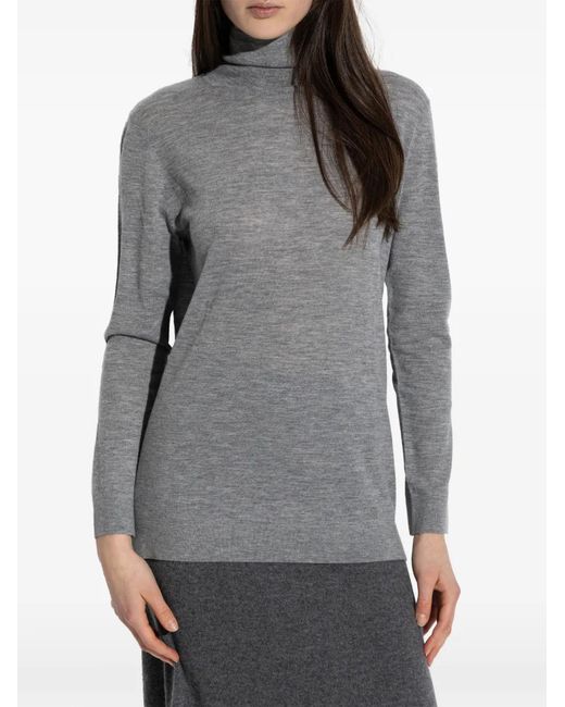 Lisa Yang Gray Roll-Neck Knitted Top