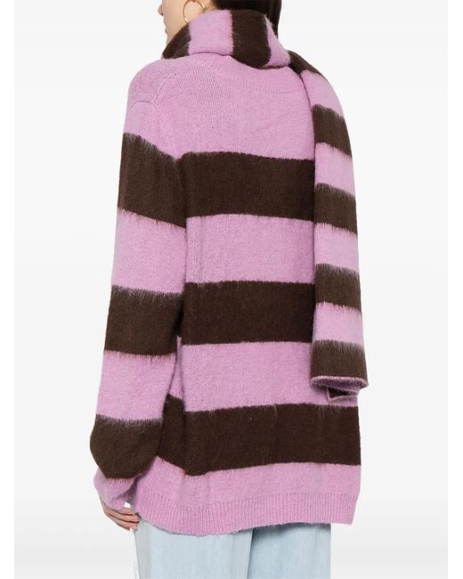 B+ AB Purple Stripe-Pattern V-Neck Jumper