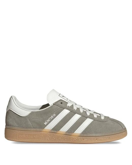 Adidas Gray Muenchen Suede Three-Stripe Sneakers