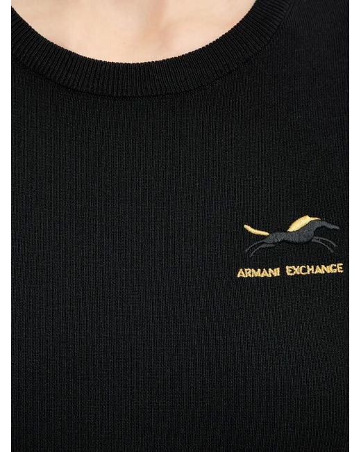 ARMANI EXCHANGE Black Ruffled Short-Sleeve Mini Dress