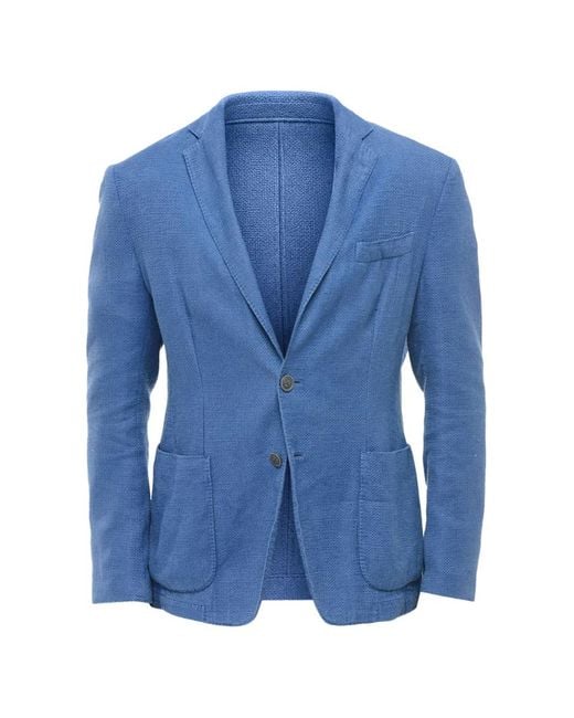 Corneliani Blue Notched-Lapel Single-Breasted Blazer for men