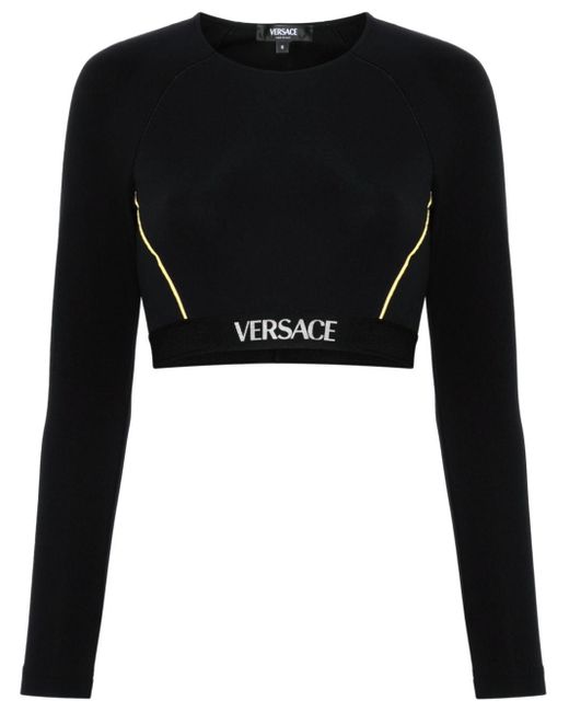 Haut à taille logo Versace en coloris Black