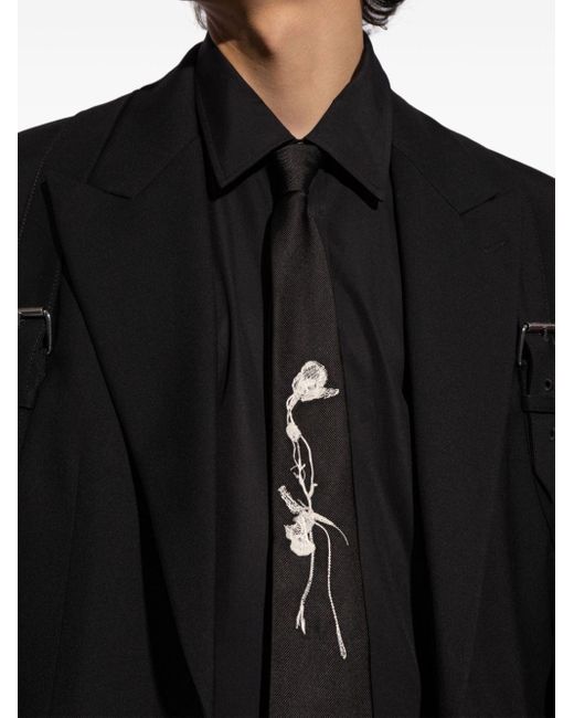 Alexander McQueen Seidenkrawatte mit Blumenstickerei in Black für Herren