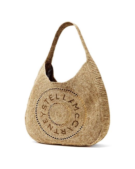 Stella McCartney White Sac Cabas En Raphia À Logo Perforé
