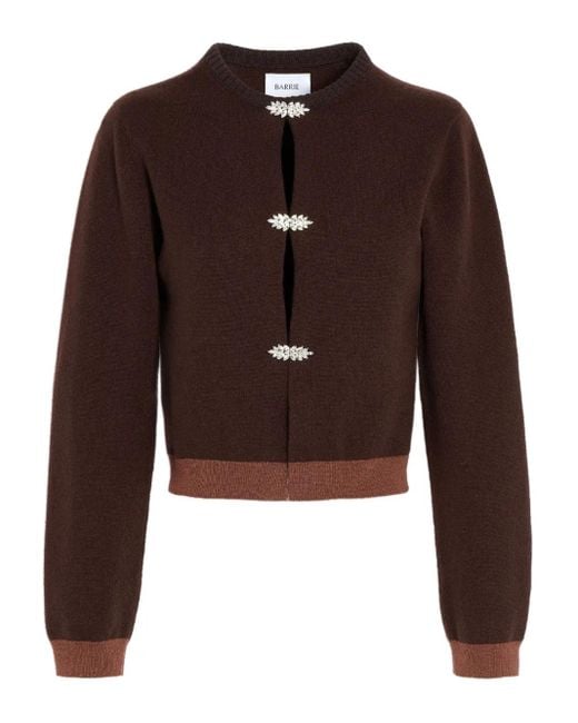 Barrie Brown Jewel-Detail Cashmere Cardigan
