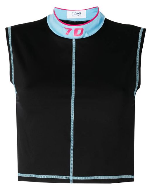 7 DAYS ACTIVE Black Logo-Print Sleeveless Top