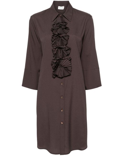 P.A.R.O.S.H. Brown Ruffled-detail A-line Dress