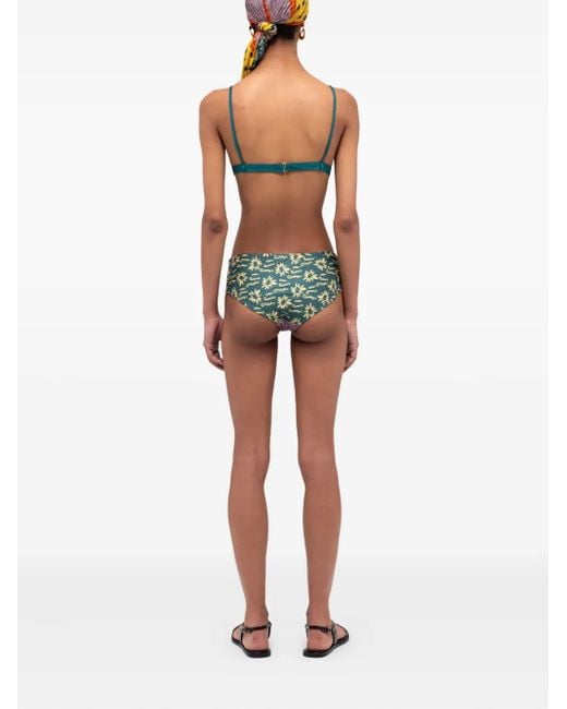 Donde Esteban Natural Star-Print Triangle Bikini Top
