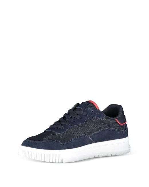 Tommy Hilfiger Men's Blue Suede-Panelled Lace-Up Sneakers